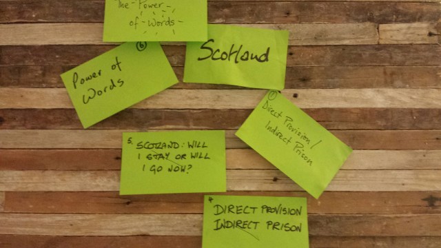 Post its of conversation topics